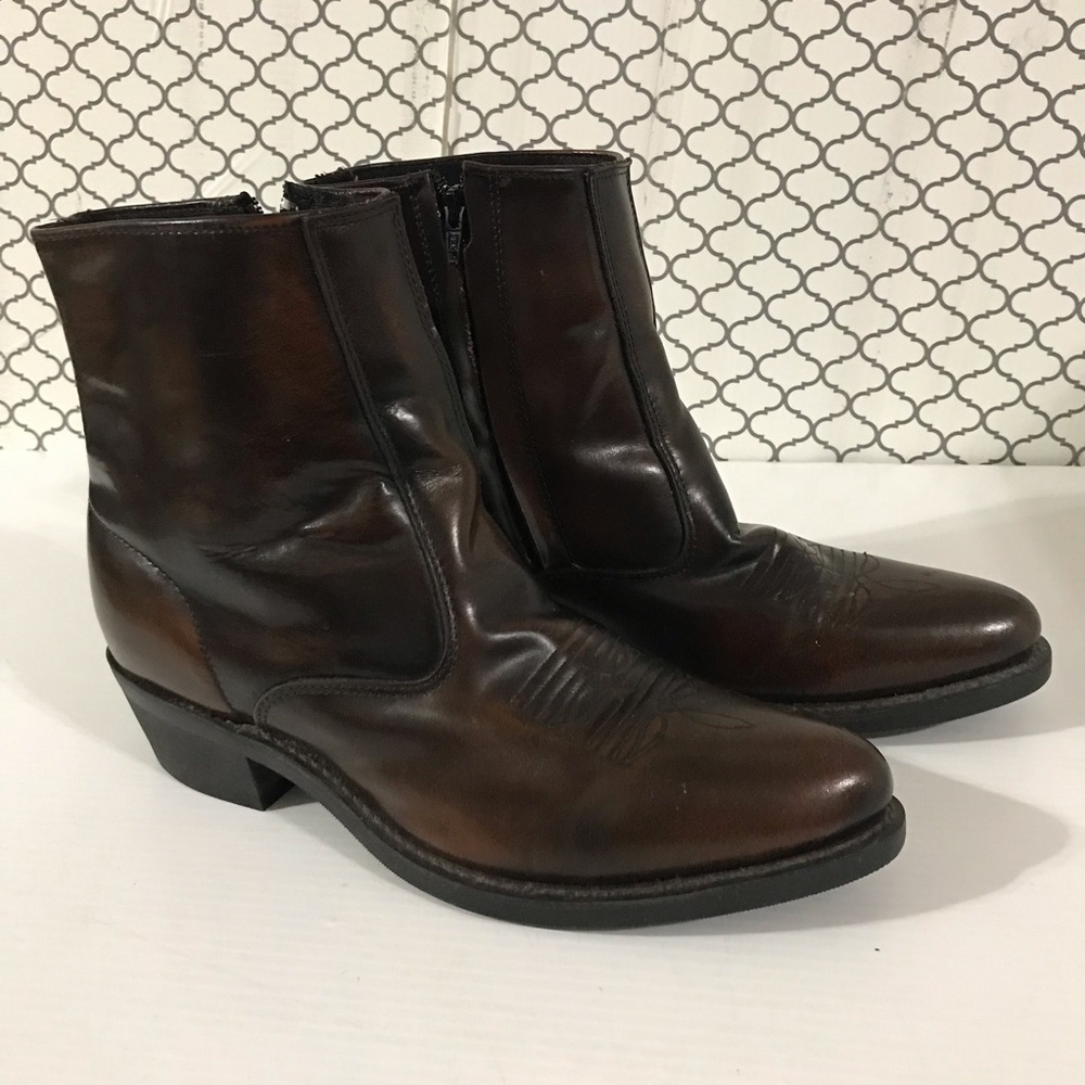 Laredo  Fletcher Brown Leather Western Side-zip Cowboy Boots Men’s Size 12D